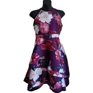 Speechless Girl's Purple White Multicolored Fit and Flare Sleeveless Dress Sz 16
